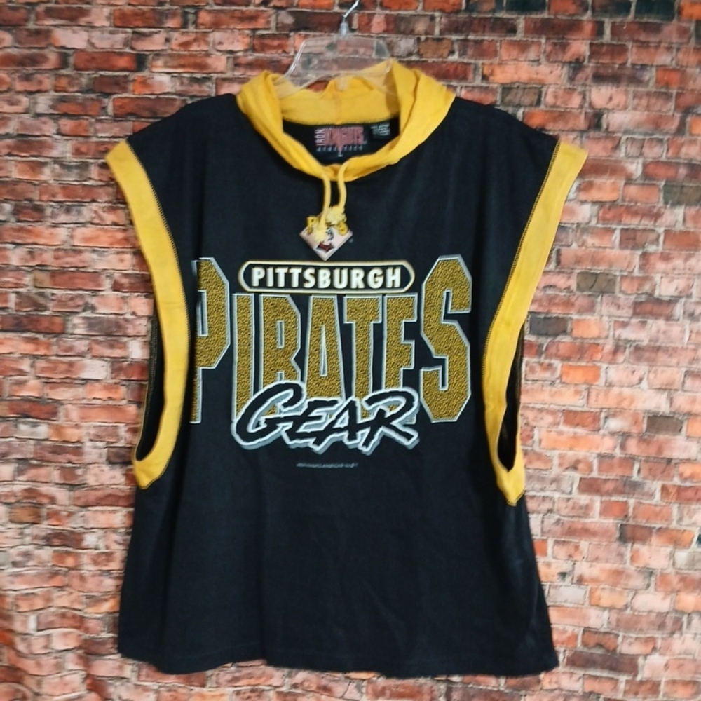 Vintage 90s Mens Large Thrashed  Out Pittsburgh Pirates Hoodie T-Shirt  Knight